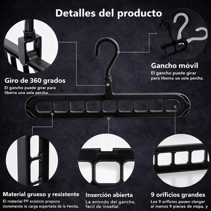 5 COLGADORES DE ROPA 9 EN 1